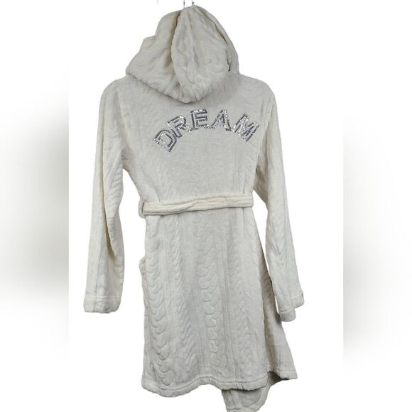 DREAM Ivory Sequin Fuzzy Robe Girls XL 14/16 Faux Fur Fleece Sleepwear Bathrobe - Picture 8 of 14